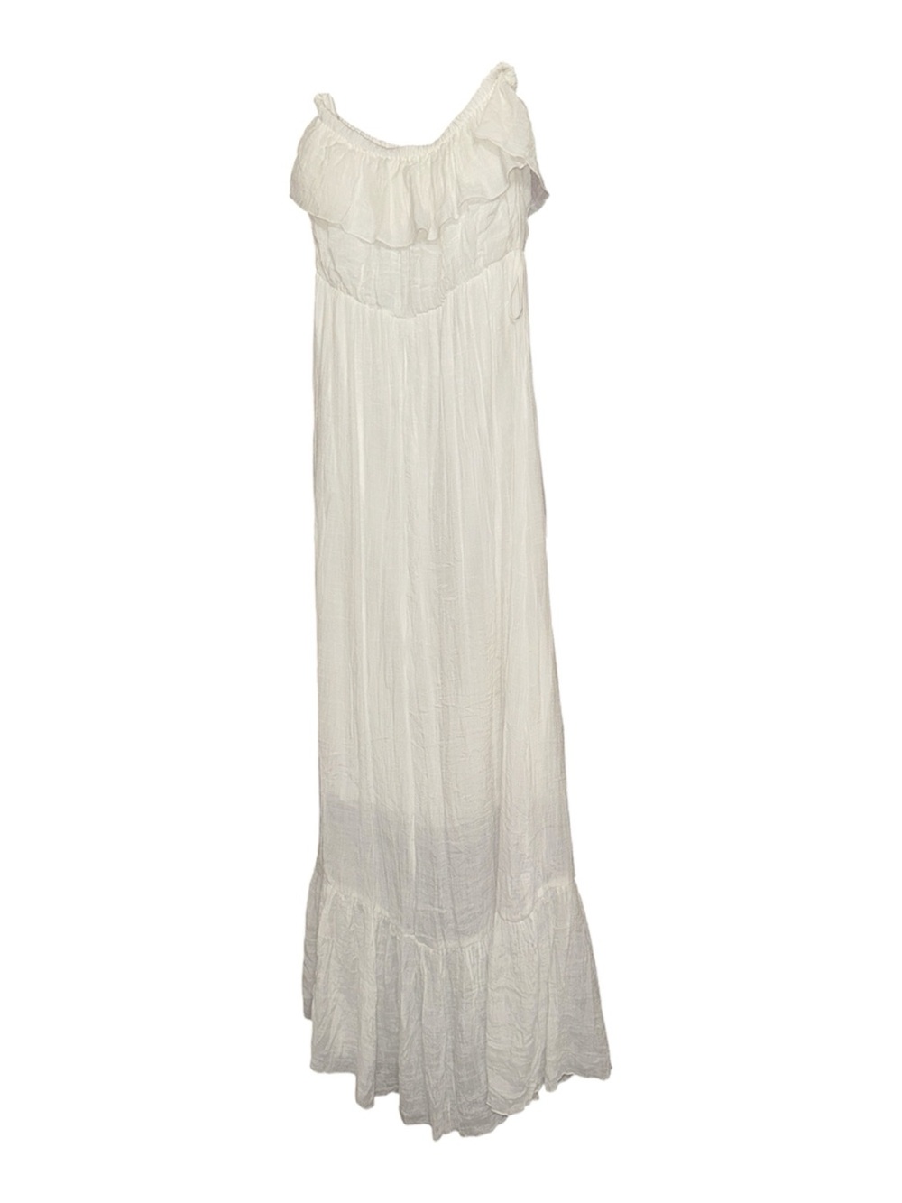 White Off-Shoulder Maxi Dress with Ruffle Detail